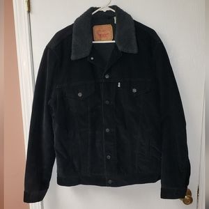 Levis Black Corduroy Sherpa Trucker Jacket